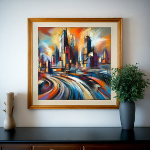 Póster Resumen Edificio de la ciudad Dibujo de Pastel dur