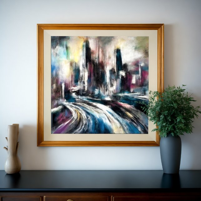 Póster Resumen Edificio de la ciudad Dibujo Pastel duro I (Subido por el creador)