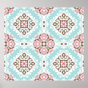 Póster Resumen en mosaico: Vintage Seamless Pattern