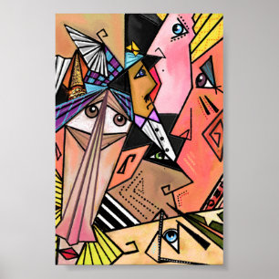 Póster Resumen enfrenta retrato de cubismo Poster de esta