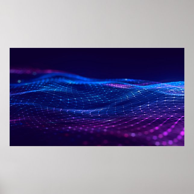 Póster Resumen espacio poligonal bajo fondo oscuro polo (Frente)