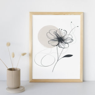 Póster Resumen Flor de tinta Minimalista floral