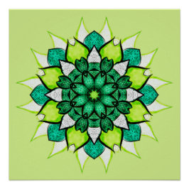 Póster Resumen Flor verde Mandala
