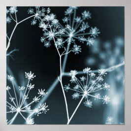 Póster Resumen floral azul oscuro elegante