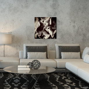 Póster Resumen Floral blanca y negra