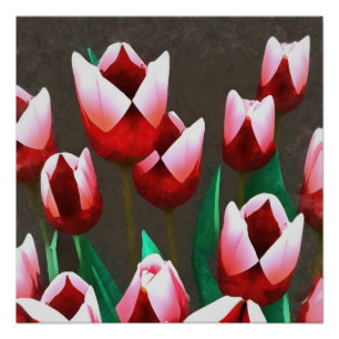 Póster Resumen floral de tulipanes rojos