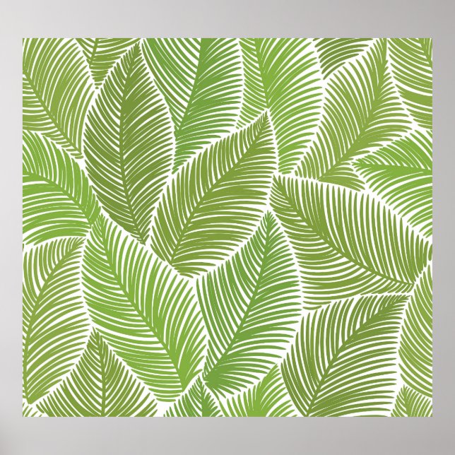 Póster Resumen floral verde, fondo sin costuras. (Frente)
