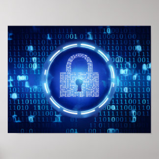Póster Resumen Fondo de datos binarios azules