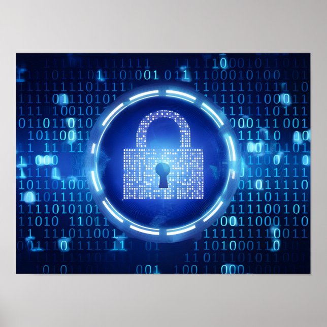 Póster Resumen Fondo de datos binarios azules (Frente)