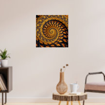Resumen fractal de espiral de oro y negro