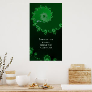 Póster Resumen fractal de espiral verde con cita Personal
