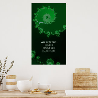 Póster Resumen fractal de espiral verde con cita Personal