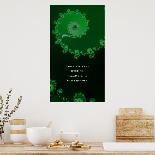 Póster Resumen fractal de espiral verde con cita Personal (Cocina)