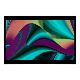 Póster Resumen futurista arte arte arcoiris metálico en 3