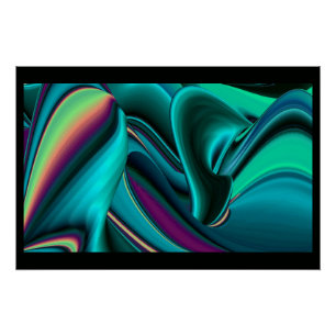 Póster Resumen futurista arte arte arcoiris metálico en 3