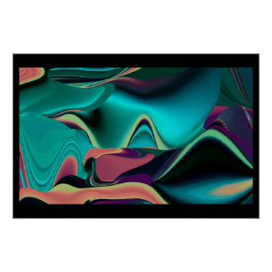 Póster Resumen futurista arte arte arcoiris metálico en 3