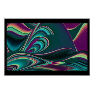 Póster Resumen futurista arte arte arcoiris metálico en 3