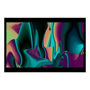 Póster Resumen futurista arte arte arcoiris metálico en 3