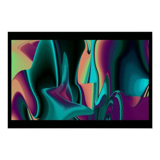 Póster Resumen futurista arte arte arcoiris metálico en 3 (Anverso)