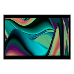 Póster Resumen futurista arte arte arcoiris metálico en 3
