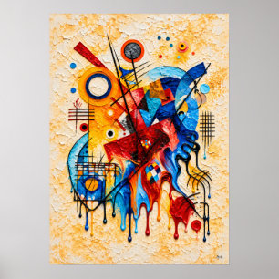 Póster Resumen geométrico abstracto con colores primarios