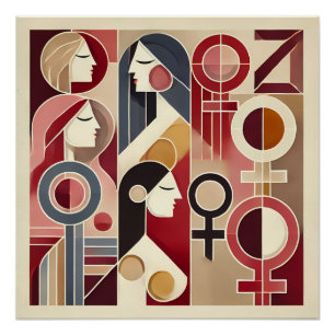 Póster Resumen geométrico arte que celebra a las mujeres