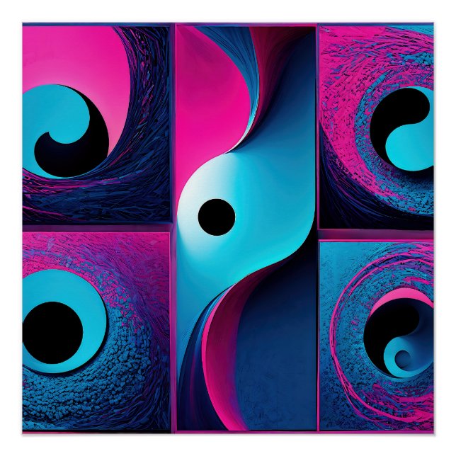 Póster Resumen geométrico azul rosado (Anverso)
