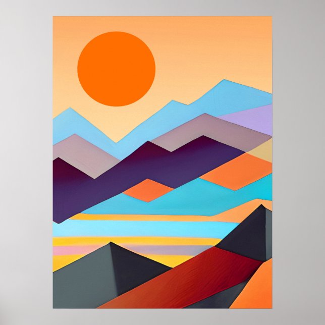 Póster Resumen geométrico de las montañas del suroeste (Frente)