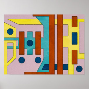 Póster Resumen geométrico industrial retro vibrante