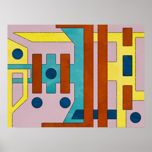 Póster Resumen geométrico industrial retro vibrante (Frente)