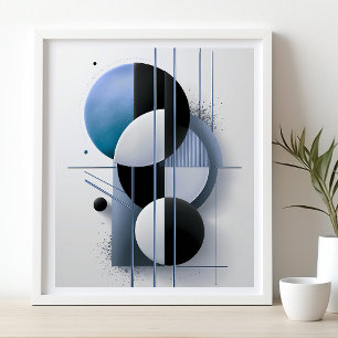 Póster Resumen geométrico moderno Azul Elegante Minimalis