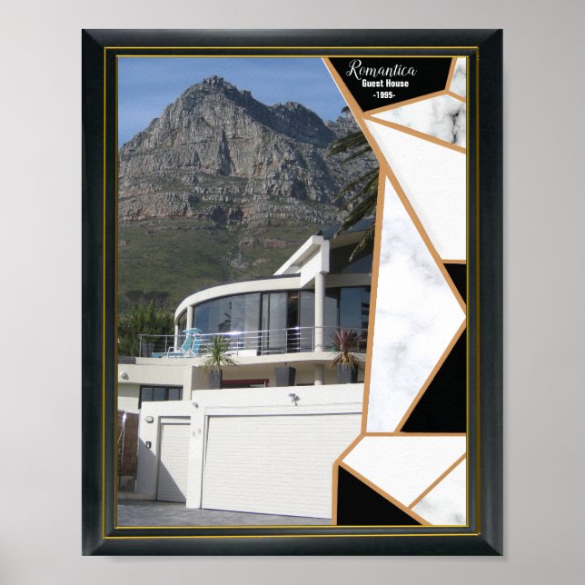 Póster Resumen geométrico moderno de oro negro (Frente)