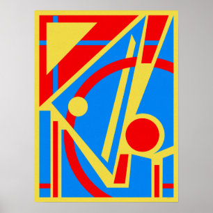 Póster Resumen geométrico negrita en rojo, azul y amarill