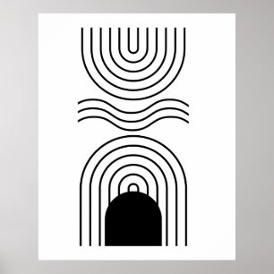 Póster Resumen geométrico negro medio siglo contemporáneo