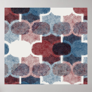 Póster Resumen geométrico Patrón azul rojo