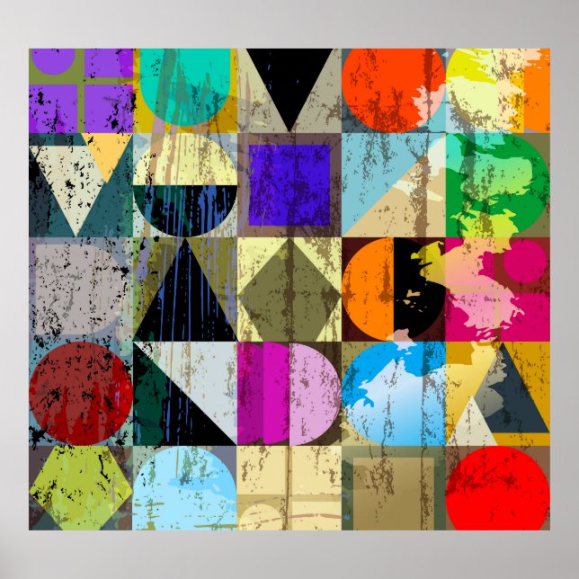 Póster Resumen geométrico: trazos y salpicaduras (Frente)