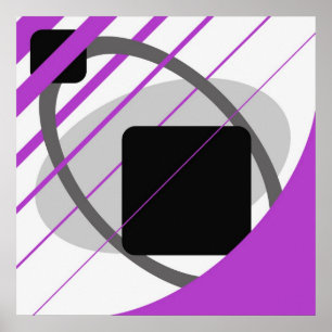 Póster Resumen Gris púrpura fuera de blanco negro AP002