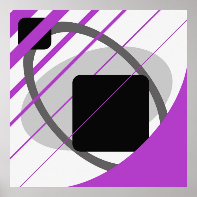 Póster Resumen Gris púrpura fuera de blanco negro AP002 (Frente)