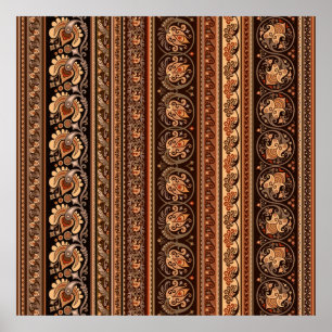 Póster Resumen grupo étnico estripia ornamental vintage