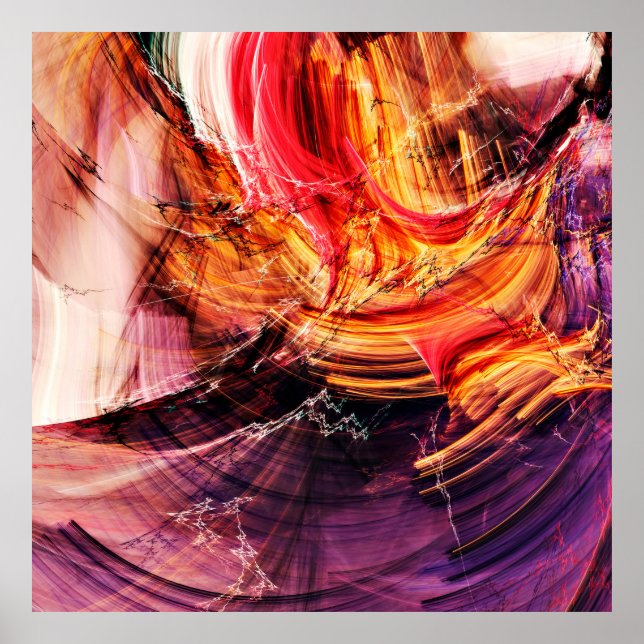 Póster Resumen hermoso púrpura, rojo y amarillo brillante (Frente)