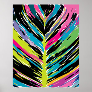 Póster Resumen Hoja tropical vibrante multicolor