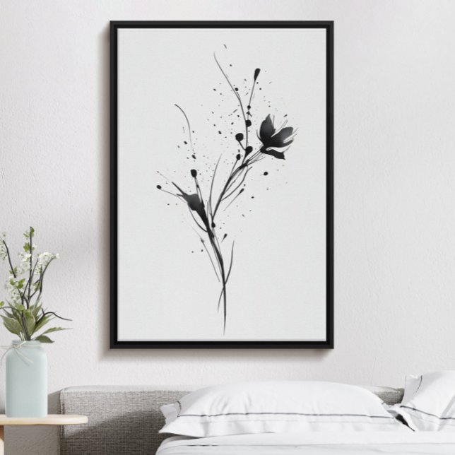 Póster Resumen ilustracion de flores de tinta negra minim (Subido por el creador)