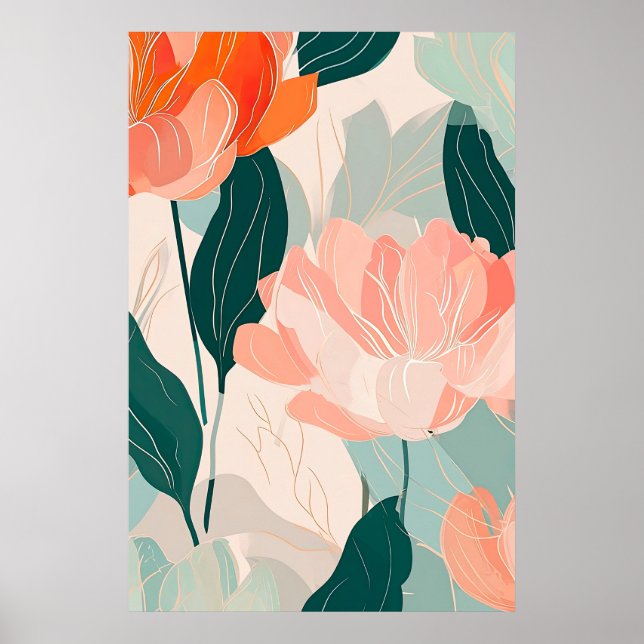 Póster Resumen Ilustracion de patrón floral (Frente)