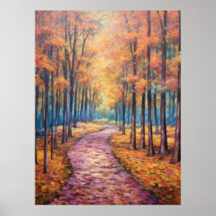Póster Resumen Impresionista Bella Artes de Autumn Pathwa