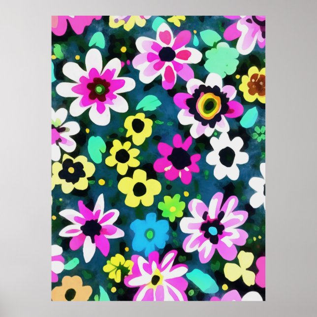 Póster Resumen Las Flores De Primavera Retro Boho Viva Ma (Frente)