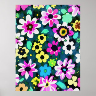Póster Resumen Las Flores De Primavera Retro Boho Viva Ma