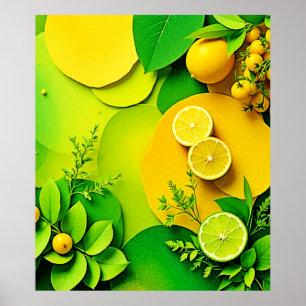 Póster Resumen Lemon Lime Nature Art