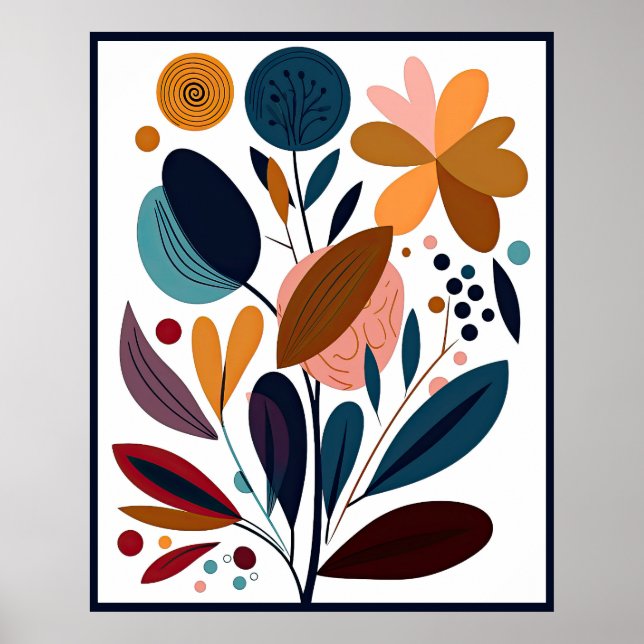 Póster Resumen minimalista Boho Floral (Frente)