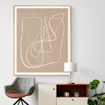 Póster Resumen Minimalista contemporáneo Línea marrón tau<br><div class="desc">Moderna y minimalista,  esta obra de arte contemporáneo presenta un dibujo de líneas abstractas en marrón claro.</div>