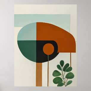 Póster Resumen Minimalista de forma de pájaro